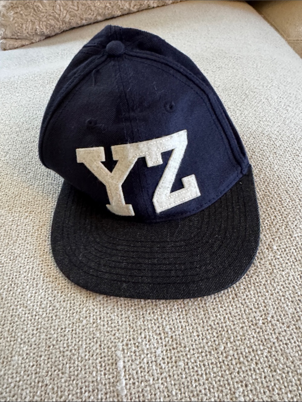 H&M YZ hat - Navy and Black brim Snapback Cap with White 'YZ' Patch. One size